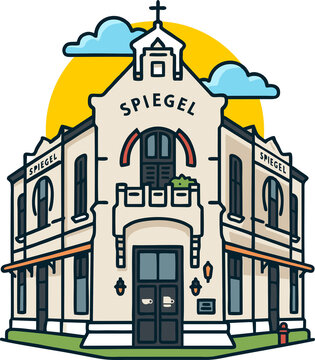 Illustration of Spiegel Building in Semarang Indonesia