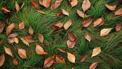 Grass Texture In The Field With Green And Brown Leaves