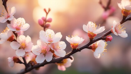 Apricot Flowers In Spring Floral Background