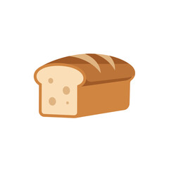 A simple, flat design illustration of a sliced loaf of bread on a white background.