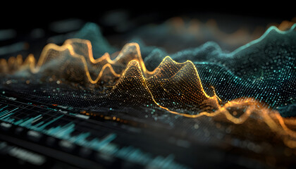 A digital representation showing the intersection of technology and finance, this image showcases an AI-enhanced stock chart, AI-Driven Stock Chart