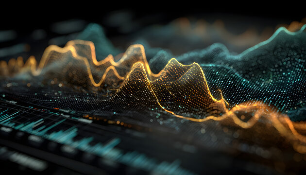A digital representation showing the intersection of technology and finance, this image showcases an AI-enhanced stock chart, AI-Driven Stock Chart