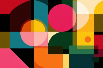 Obraz premium Dynamic abstract composition with vibrant geometric shapes and color blocks