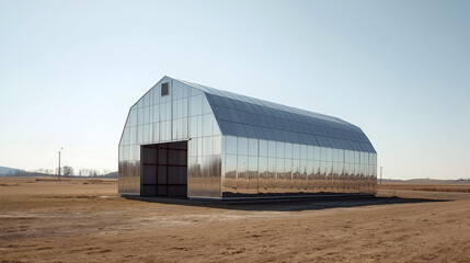 Chrome rural cow barn isolated on white background for farming agriculture shelter and architecture design