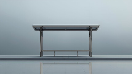 Chrome railway platform shelter isolated on white background for transport travel and architecture design concept