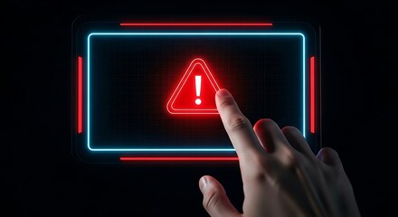 Digital Warning Sign Alert Security Notification System Interface Interaction