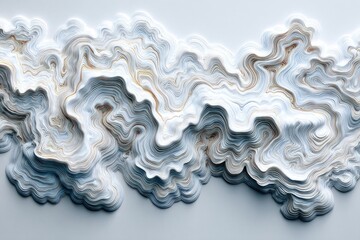 Intricate, layered curves form a mesmerizing, abstract landscape of pastel hues.