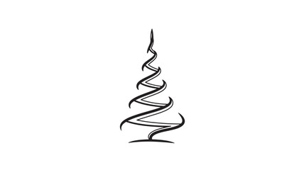 Abstract Christmas tree design simple lines elegant style vector illustration isolated on white background