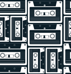Seamless Vintage Retro Cassette Tape Pattern for Stylish Music Themed Graphic Design