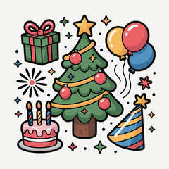 Cartoon Celebration Party Vector Illustration Set