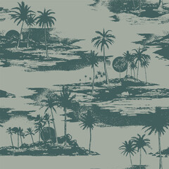 tropical island seamless pattern on background