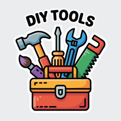 Cartoon Toolbox and Tools Vector Illustration Set
