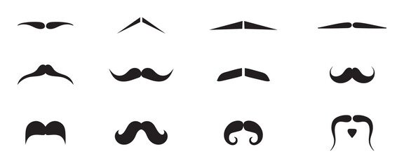 set of mustaches. Collection of black moustache. Black moustaches set. Mustache silhouettes