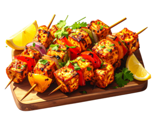  Spiced Paneer Tikka Delight – Authentic Indian Street Food Skewers PNG