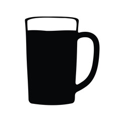 Simple black silhouette of a mug filled with a dark beverage