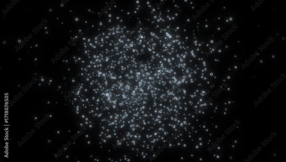Wall mural seamless looping video animation of glowing floating transparent bubbles on black background animati