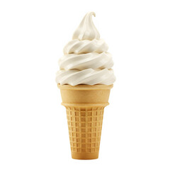 Soft Serve Ice Cream Cone, isolated on white or transparent background. PNG