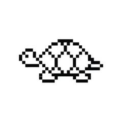Pixel Art Turtle Icon Graphics on White Background, Retro Style Video Game