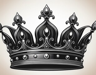 elegant black crown silhouette featuring intricate details and a royal design on a white backdrop