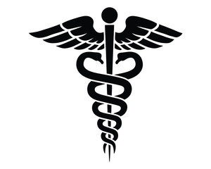 Caduceus Symbol A Timeless Emblem of Medicine and Healing, Depicted in Black and White