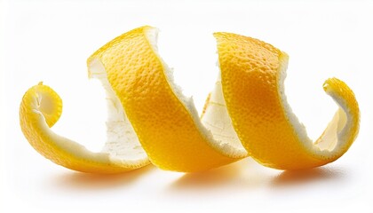 lemon peel spiral isolated on a white background