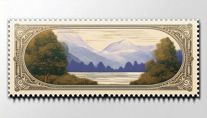 postage stamp mockup on white background