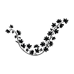 Elegant curved floral vine silhouette graphic element.