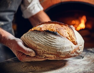 freshly baked sourdough bread artisan baker bakery oven bread making process