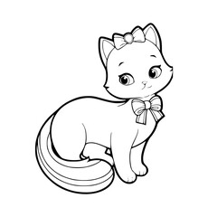 Cute cat illustration colorinig page - coloring book for kids 