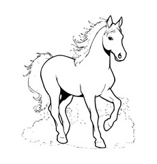 Horse vector illustration coloring page - coloring book for kids