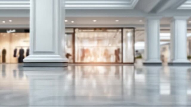 Blurred modern shopping mall interior