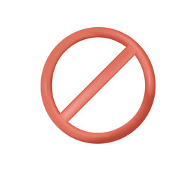 Ban Sign vector illustration, Prohibited circle sign, Ban icon isolated, Prohibition red icon, Red circle with cross line symbol. Caution frame symbol. Forbidden stop sign, 3D render red cross