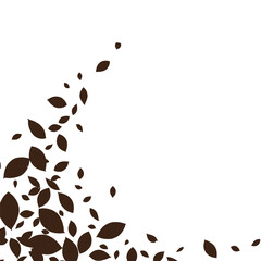 Scattered Brown Leaves on White Background Autumnal Theme Minimalist Design.