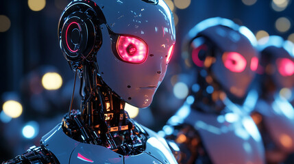 futuristic robot cyborg woman in action