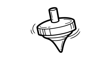 Classic Spinning Top Toy Doodle with Movement Lines on an Isolated White Background
