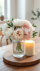 Chic Modern Flower Arrangement with Candle