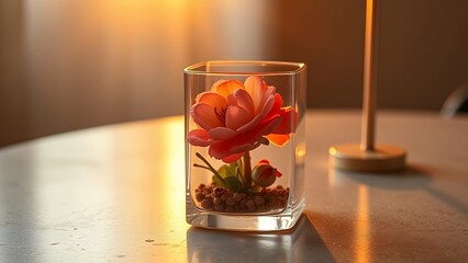 Elegant Flower Arrangement in a Modern Glass Vase