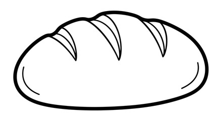 Simple Cartoon Loaf of Bread, Freshly Baked Food Item, Isolated White Background
