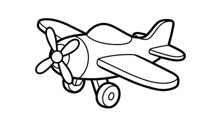 Simple Cartoon Airplane with Propeller, Ready for Adventure, Isolated White Background