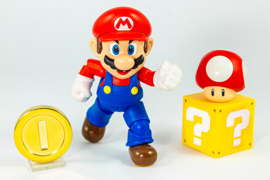 Bangkok, Thailand - March 27, 2016 : Super Mario Bros figure character from Super Mario video game console developed by Nintendo EAD.