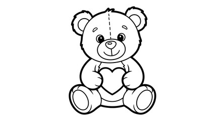 Adorable Teddy Bear Holding a Heart Sitting on an Isolated White Background