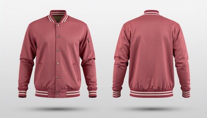 Maroon Varsity Jacket Mockup, Front and Back View