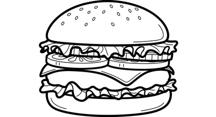 Delicious Classic Hamburger with Cheese, Lettuce, and Tomato on an Isolated White Background