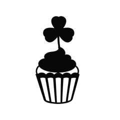 Silhouette of a Shamrock Decorated Cupcake Perfect for St Patrick's Day