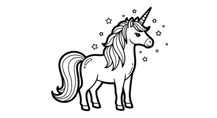 Magical Unicorn Standing Gracefully with a Sparkle Mane on an Isolated White Background