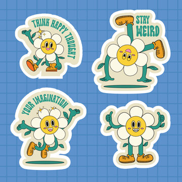 Colorful Retro Floral Sticker Pack