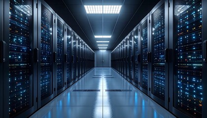 Fototapeta premium Modern Data Center Server Room Technology Infrastructure.