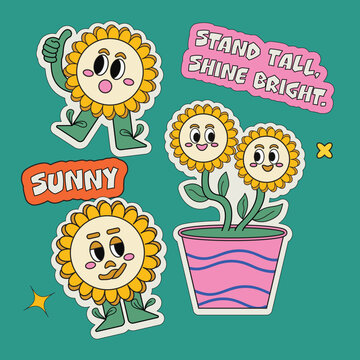 Retro Style Sunflower Sticker