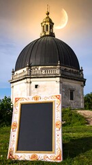Dome, moon, blank frame