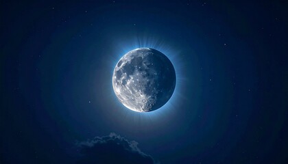 Obraz premium Serene Night Sky with Glowing Crescent Moon and Stars.